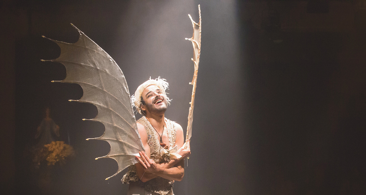 Chico Carvalho interpreta Ariel, o espírito benfazejo que ajuda Próspero em sua empreitada (Foto João Caldas Filho)