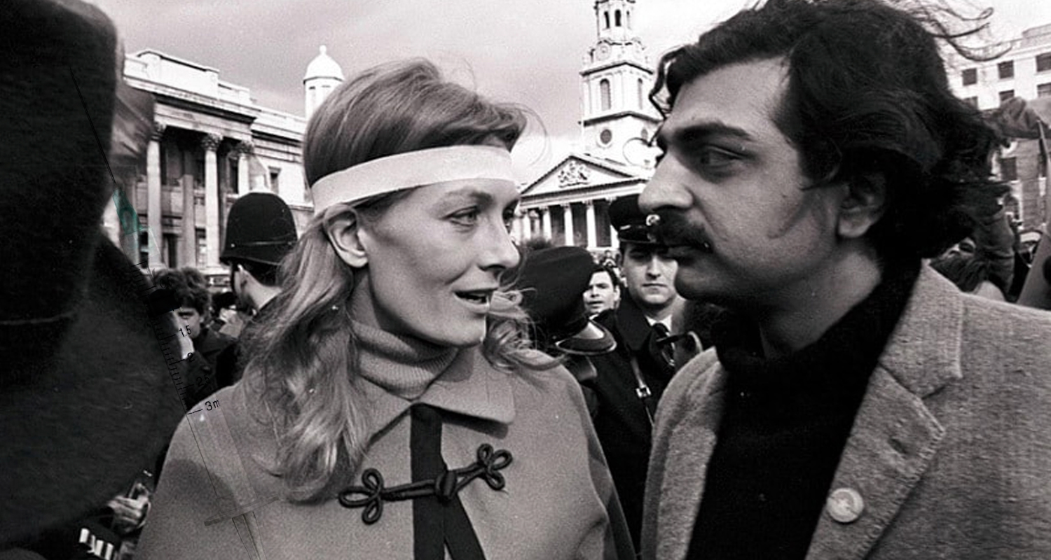 Vanessa Redgrave e Tariq Ali em protesto contra a Guerra do Vietnã em Londres,, 1968 (Divulgação)