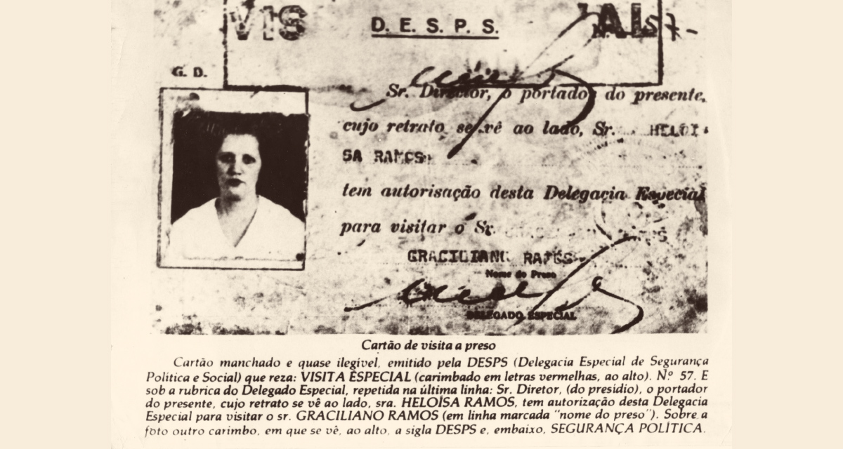 Autorização para Heloísa Ramos visitar Graciliano na prisão. Documento era emitido pelo DESPS (Delegacia Especial de Segurança Política e Social) (Fundo Graciliano Ramos do Arquivo IEB/USP / GR-F08-014)