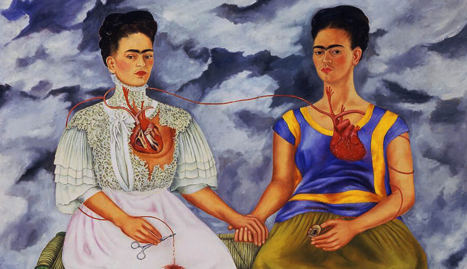 As Duas Fridas, (1939) de Frida Kahlo. Crédito: site Crédito: site https://fridakahlo.org/